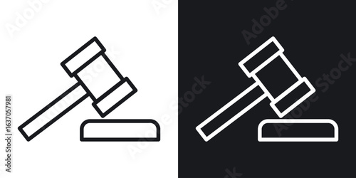 Gavel icon thin line outline art. Doodle graphics