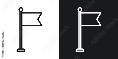 Flag icon thin line outline art. Doodle graphics