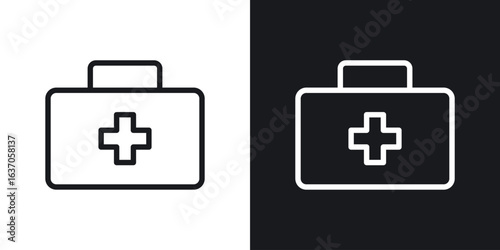 First aid kit icon thin line outline art. Doodle graphics