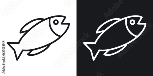 Fish icon thin line outline art. Doodle graphics