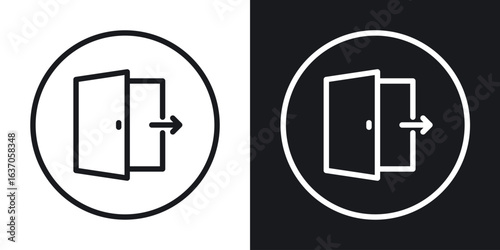 Exit icon thin line outline art. Doodle graphics