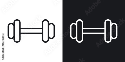 Dumbbell icon thin line outline art. Doodle graphics