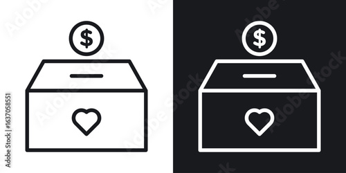 Donation box icon thin line outline art. Doodle graphics