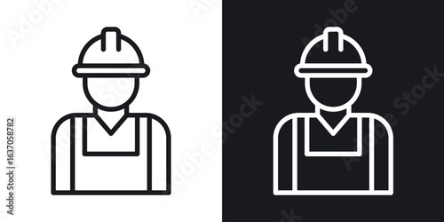 Construction worker icon thin line outline art. Doodle graphics