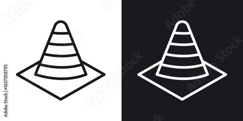Construction cone icon thin line outline art. Doodle graphics