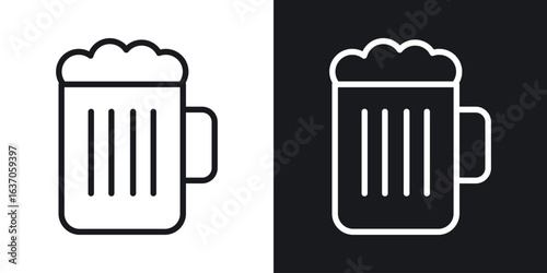 Beer mug icon thin line outline art. Doodle graphics