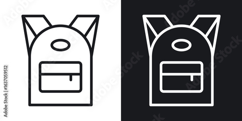 Backpack icon thin line outline art. Doodle graphics