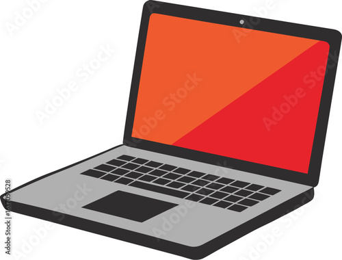 Modern laptop with bright orange and red screen