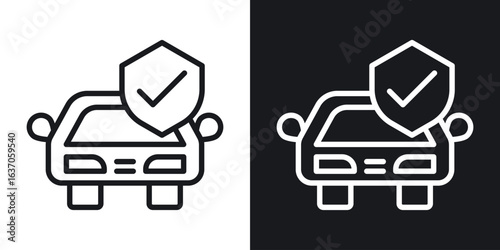 Auto insurance icon thin line outline art. Doodle graphics