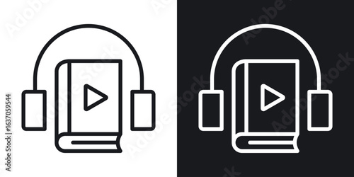 Audiobook icon thin line outline art. Doodle graphics