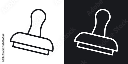 Approval stamp icon thin line outline art. Doodle graphics