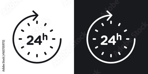 24 Hrs icon thin line outline art. Doodle graphics