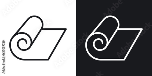 Yoga mat icon thin line outline art. Doodle graphics