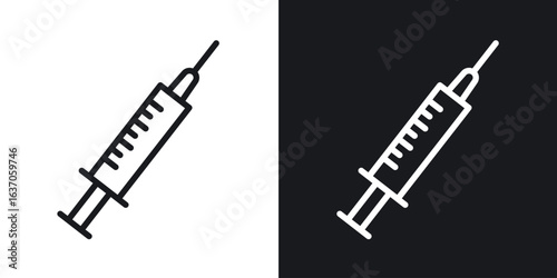 Syringe icon thin line outline art. Doodle graphics