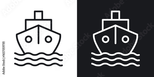 Ship icon thin line outline art. Doodle graphics