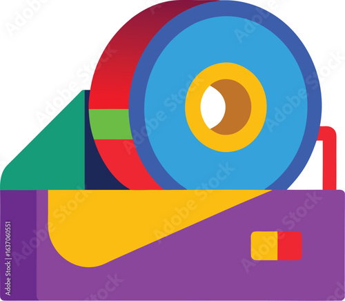 Colorful flat design tape dispenser icon