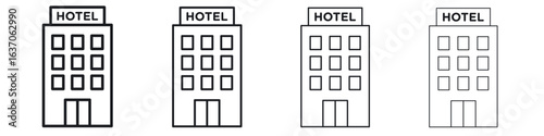 hotel icons big set. Simple black stroke line versions collection