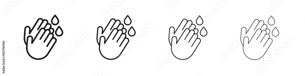 Fototapeta premium Wash hands icons big set. Simple black stroke line versions collection