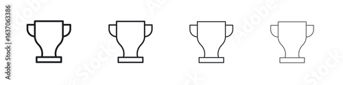 Trophy icons big set. Simple black stroke line versions collection