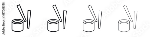 Sushi icons big set. Simple black stroke line versions collection
