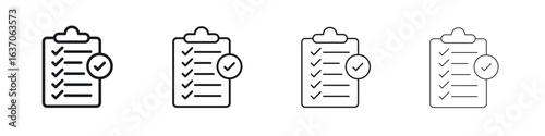 Survey icons big set. Simple black stroke line versions collection
