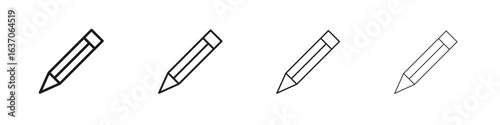 Pencil icons big set. Simple black stroke line versions collection