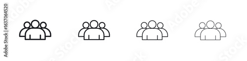 People group icons big set. Simple black stroke line versions collection