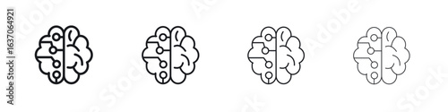 Machine learning icons big set. Simple black stroke line versions collection