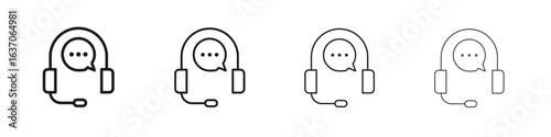 Live chat icons big set. Simple black stroke line versions collection