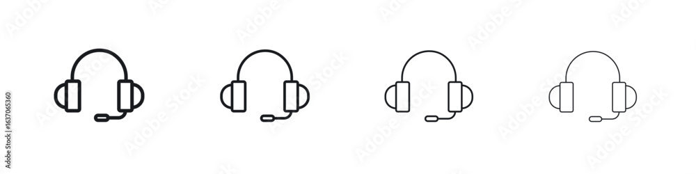 Obraz premium Headset icons big set. Simple black stroke line versions collection
