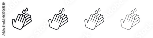 Handwashing icons big set. Simple black stroke line versions collection