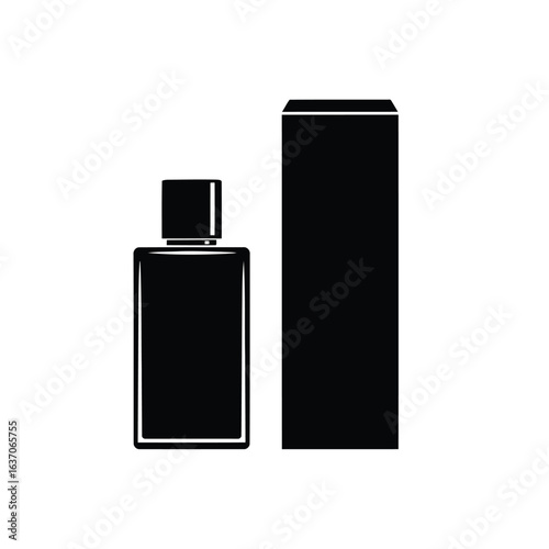 Black perfume bottle and box fragrance cosmetic