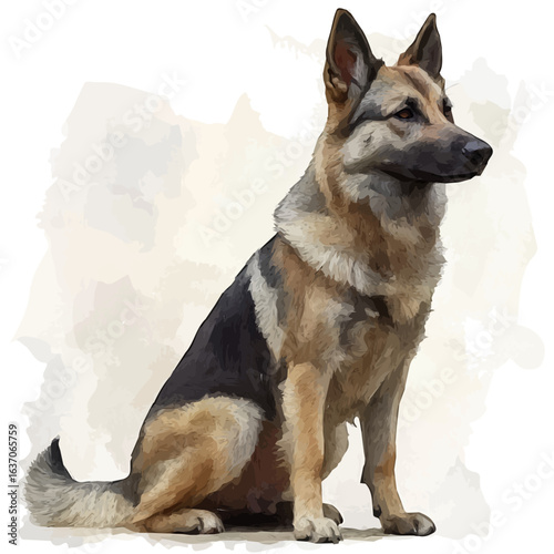 Dog, watercolor clipart vector, isolated on a white background.