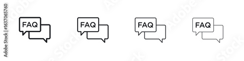 FAQ icons big set. Simple black stroke line versions collection