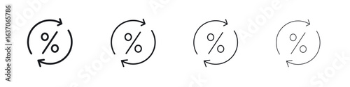 Exchange rate icons big set. Simple black stroke line versions collection