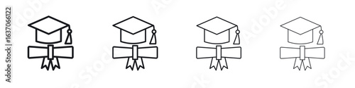 Degree icons big set. Simple black stroke line versions collection