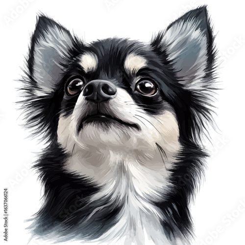 Dog, watercolor illustration vector, isolated on a white background.