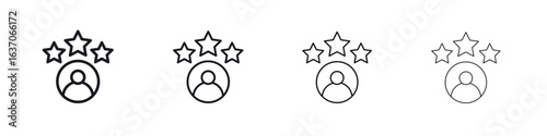 Customer loyalty icons big set. Simple black stroke line versions collection