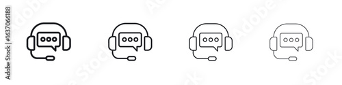 Customer service icons big set. Simple black stroke line versions collection