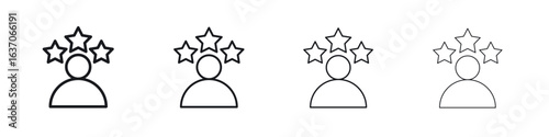 Customer satisfaction icons big set. Simple black stroke line versions collection