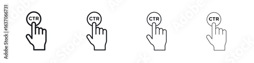 CTR icons big set. Simple black stroke line versions collection