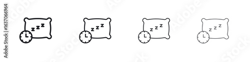 Bedtime icons big set. Simple black stroke line versions collection