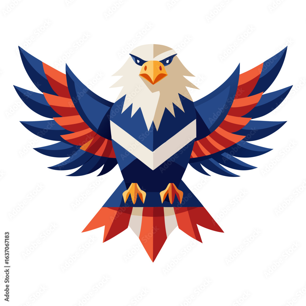 Obraz premium vector illustration of eagle, wings spread, abstract
