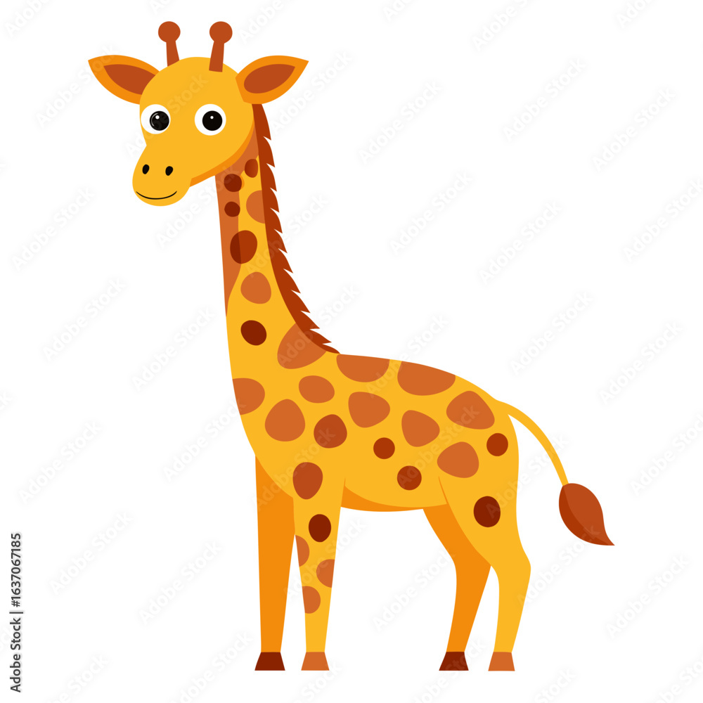 Fototapeta premium vector illustration of giraffe, standing tall, cartoon