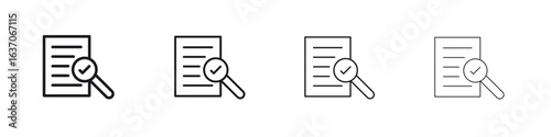 Audit icons big set. Simple black stroke line versions collection