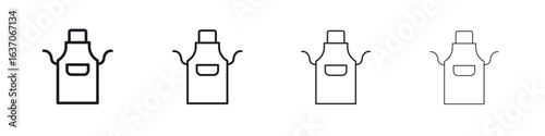 Apron icons big set. Simple black stroke line versions collection