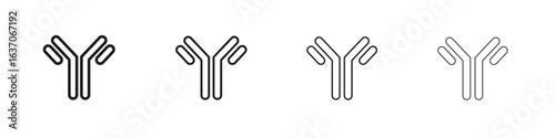 Antibody icons big set. Simple black stroke line versions collection