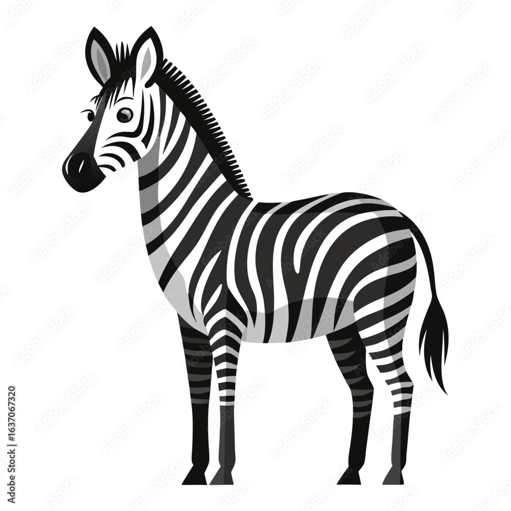 Fototapeta premium vector illustration of zebra, standing profile, flat design