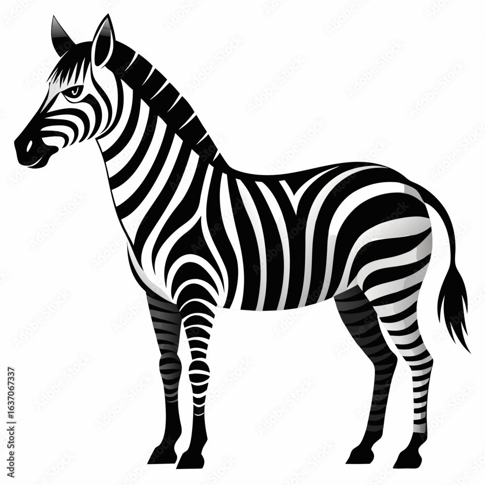 Obraz premium vector illustration of zebra, standing profile, abstract
