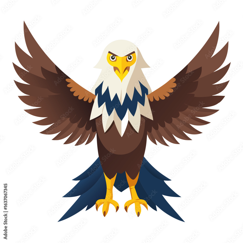 Obraz premium vector illustration of eagle, wings spread, flat design